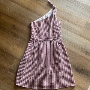 Ann Taylor Loft Seersucker One Shoulder Dress
